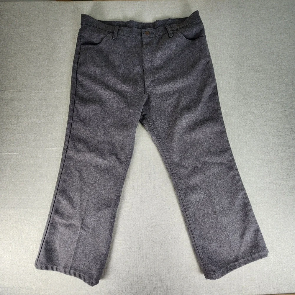 Wrangler 82HG Mens Heather Charcoal Gray Polyester Dress Pants 38x25 Flat Front